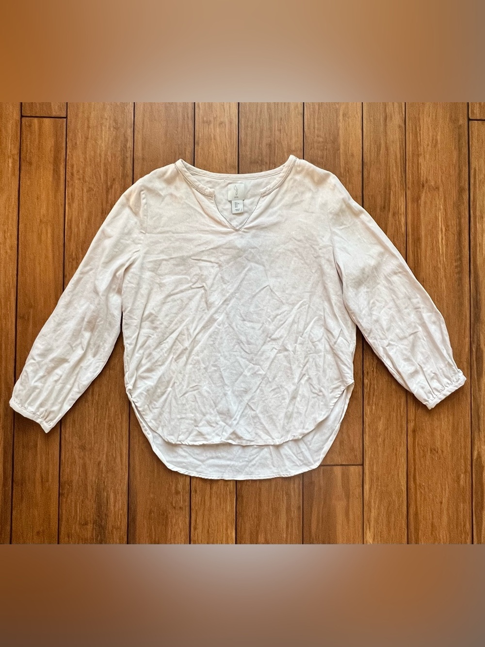 Joie Cream V-Notch Long Sleeve Linen Tunic Size L